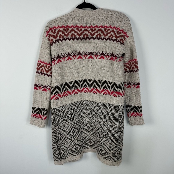 Maurices Tan & Pink Knit Chunky Open Front Longline Cardigan Sweater Winter - Picture 2 of 5